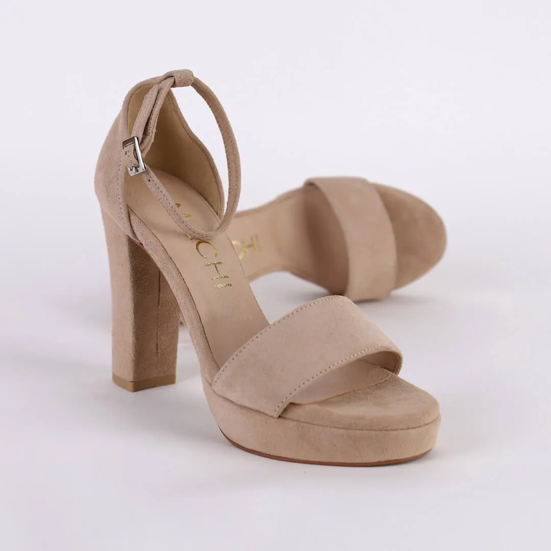 *UK size 2 - QUINN -beige suede, 10/1cm heels