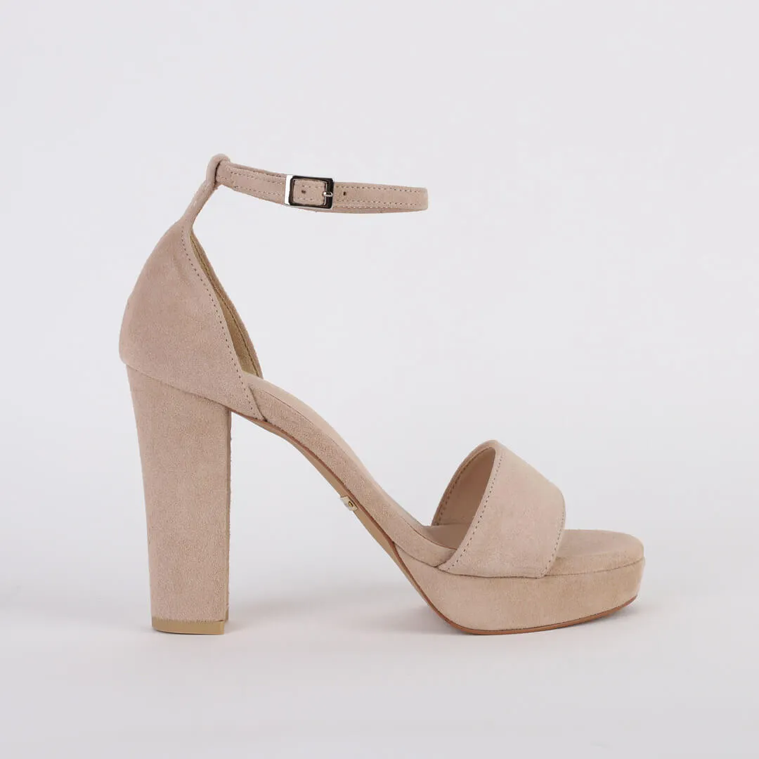 *UK size 2 - QUINN -beige suede, 10/1cm heels