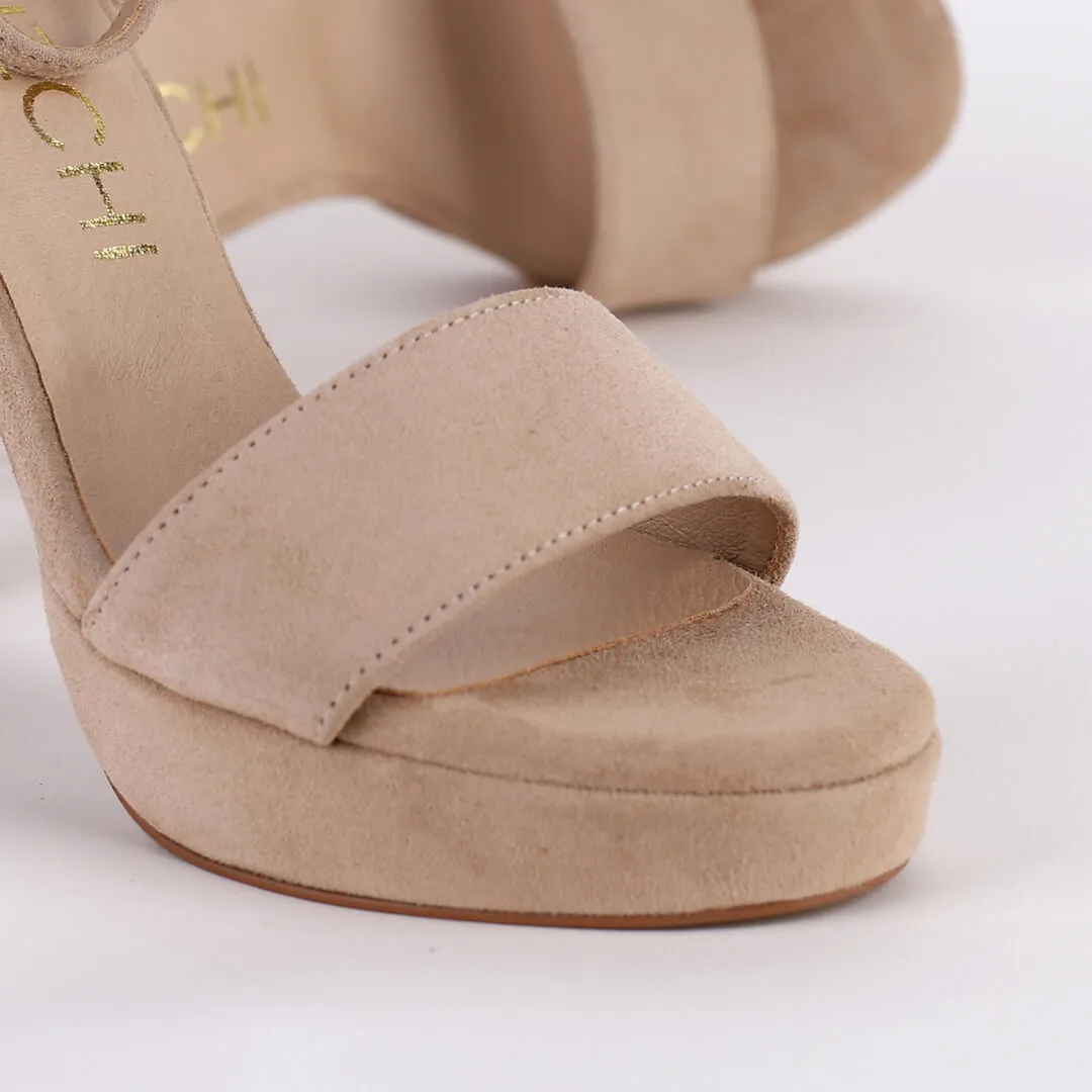 *UK size 2 - QUINN -beige suede, 10/1cm heels